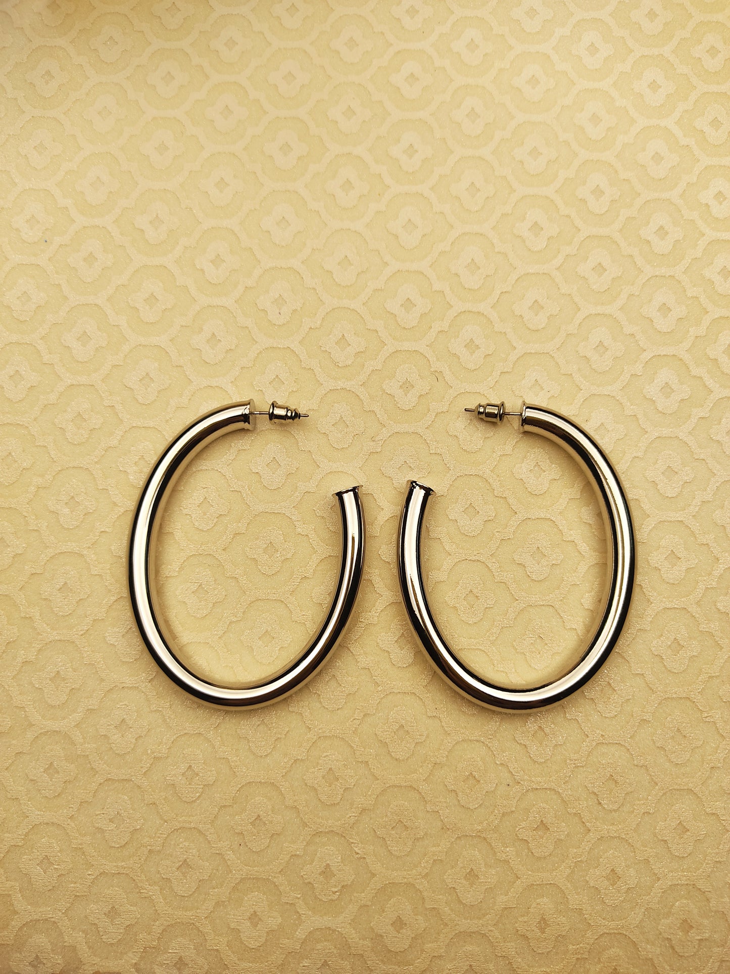 033 Large Silver Oval Hoops