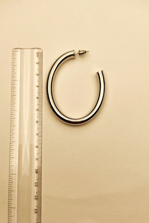 033 Large Silver Oval Hoops