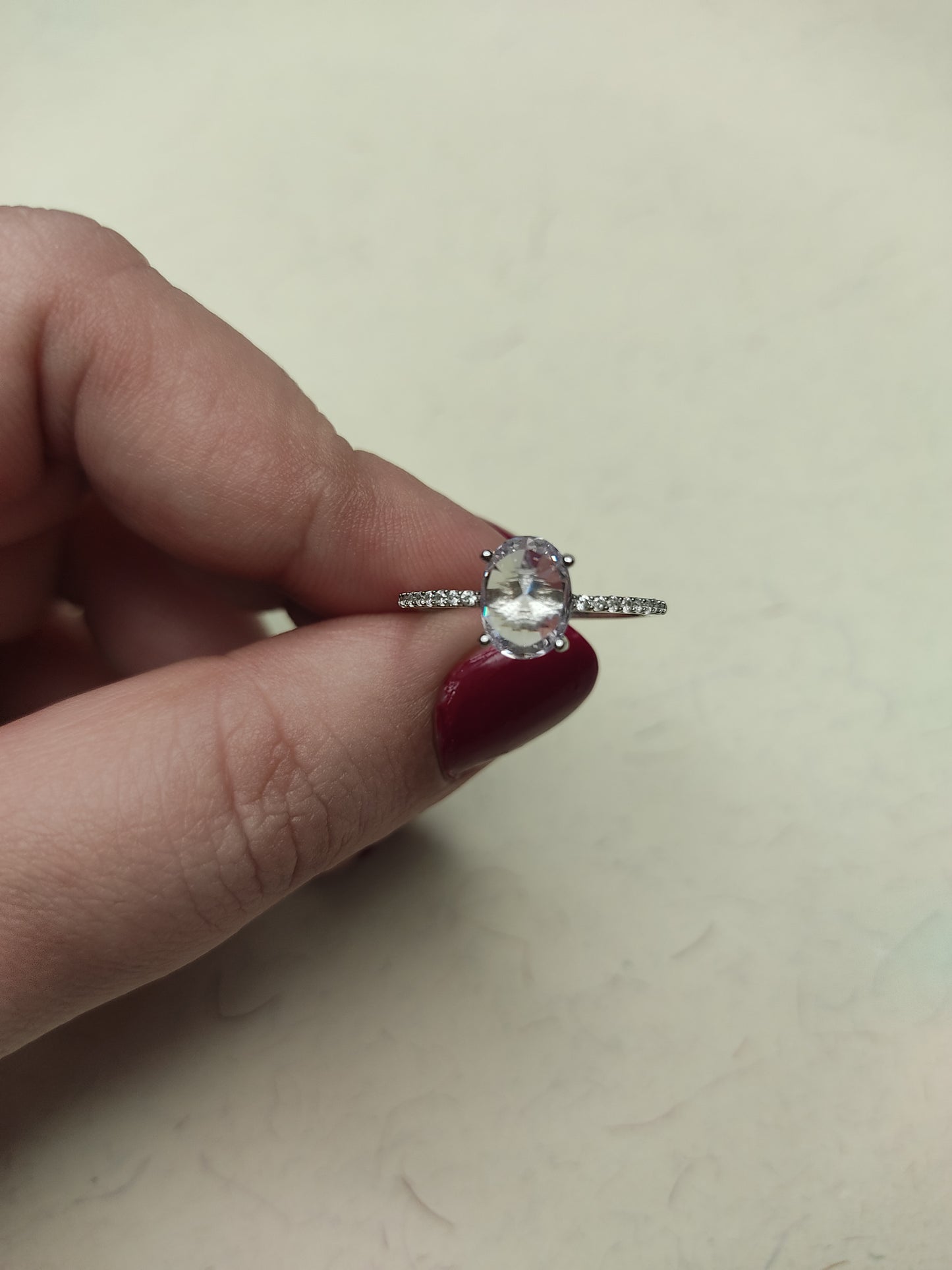 100 Silver Oval Dainty Ring