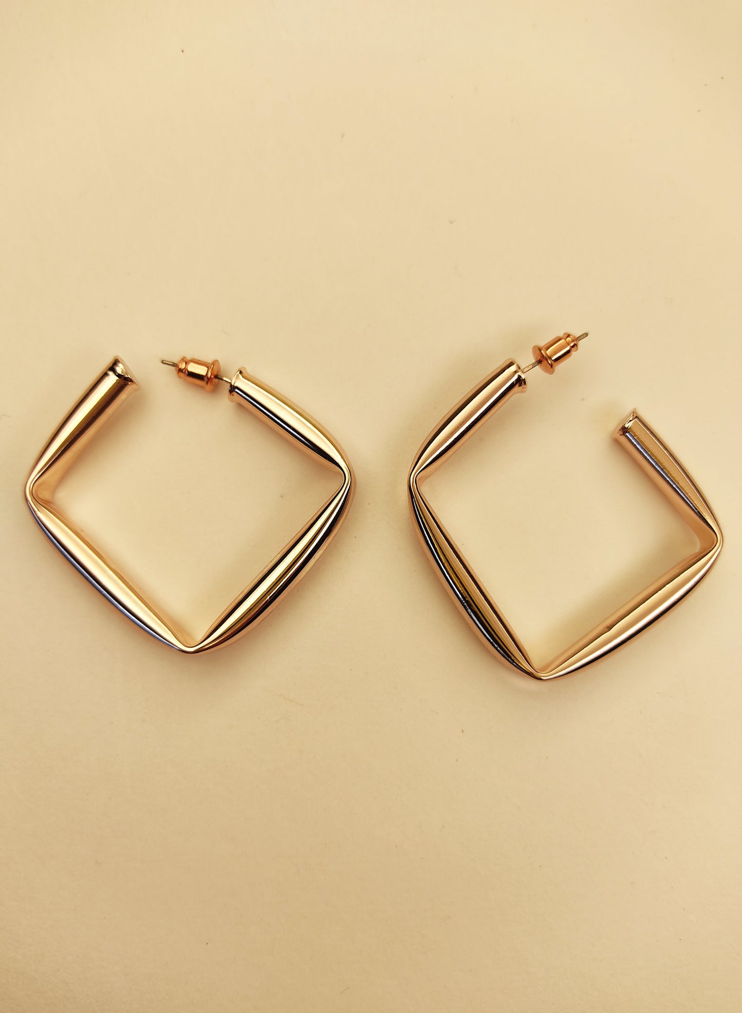 128 Rose Gold Square Hoops