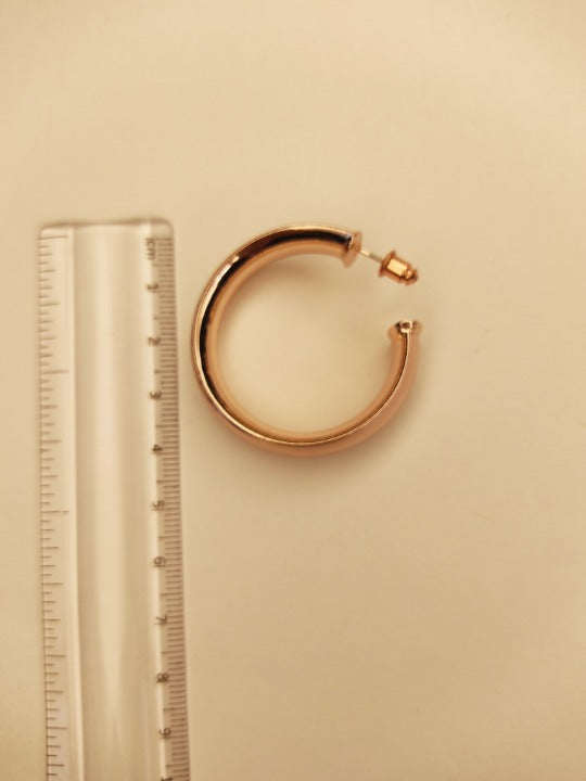 133 Rose-Gold Thick Classic Hoops