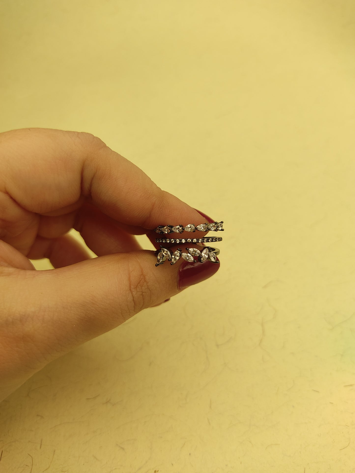 152 Rhodium Multi-Pattern Stack Ring