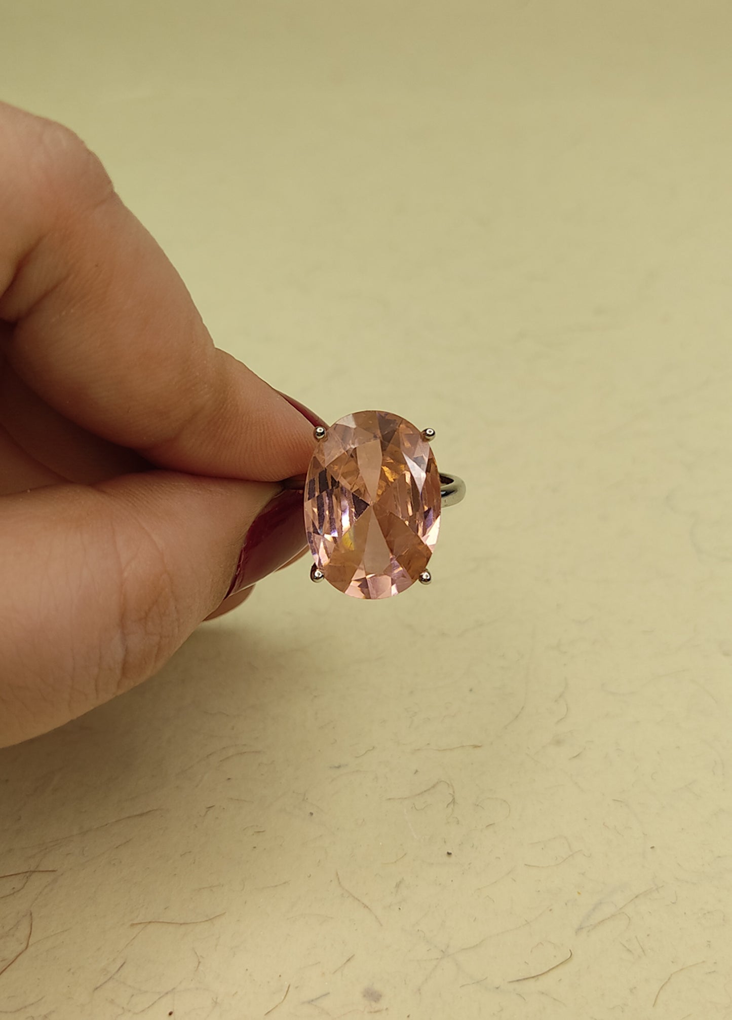 157 Pink & Silver Solitaire Ring