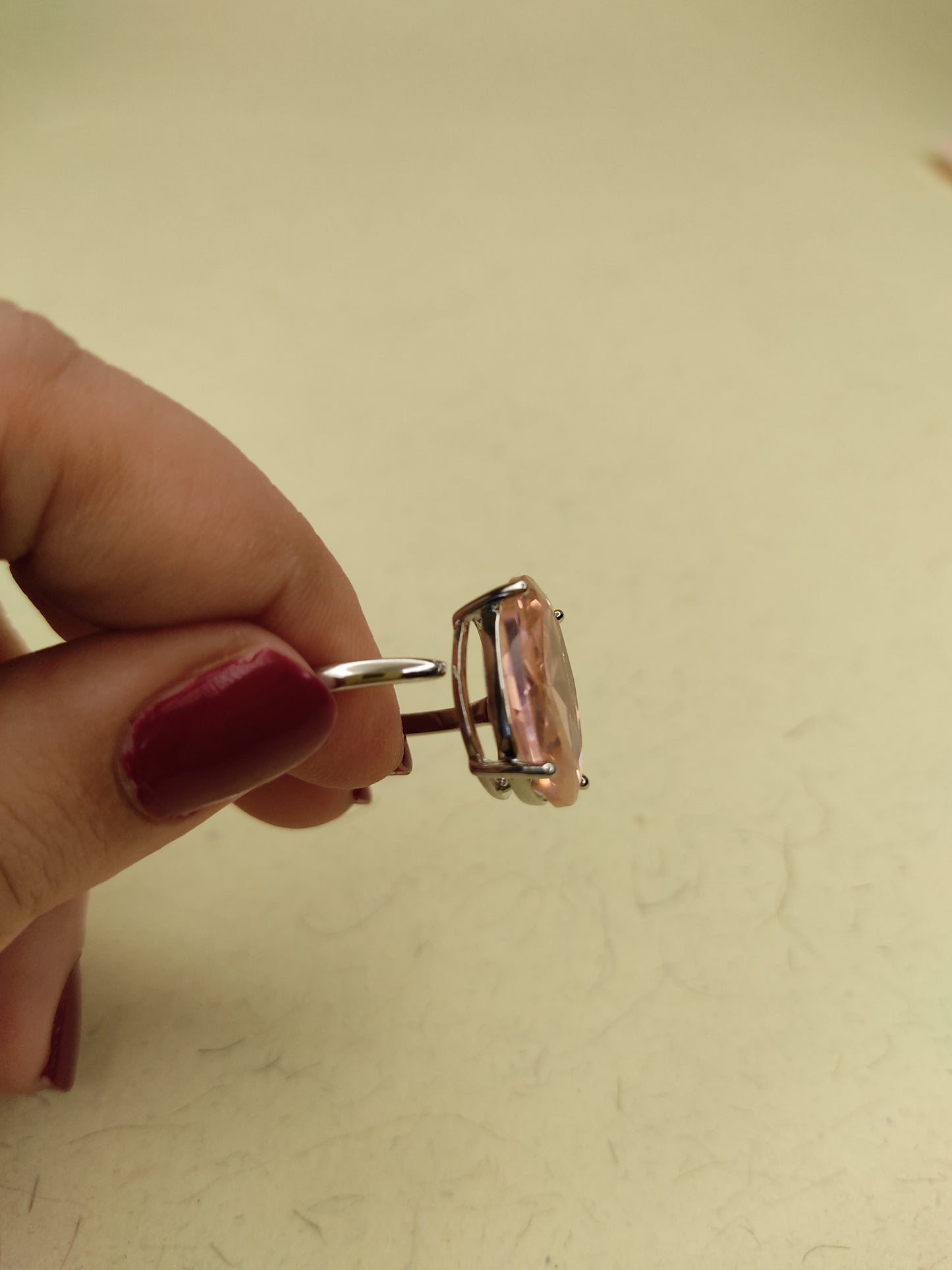 157 Pink & Silver Solitaire Ring