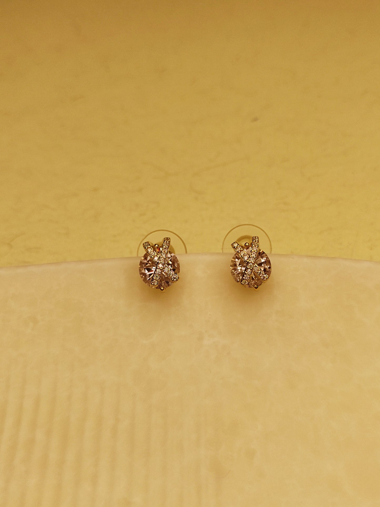 169 Gold American Diamond Studs
