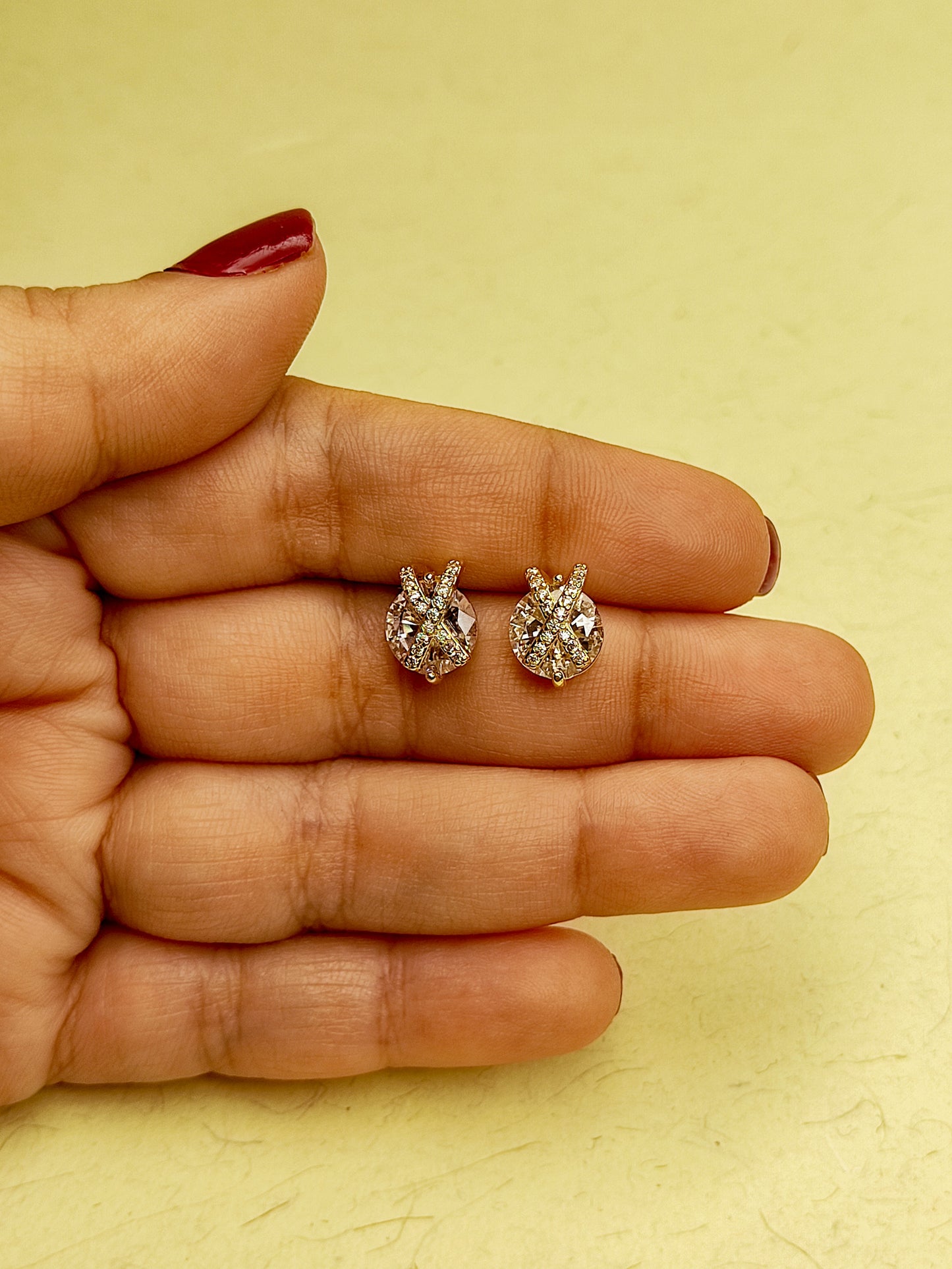 169 Gold American Diamond Studs
