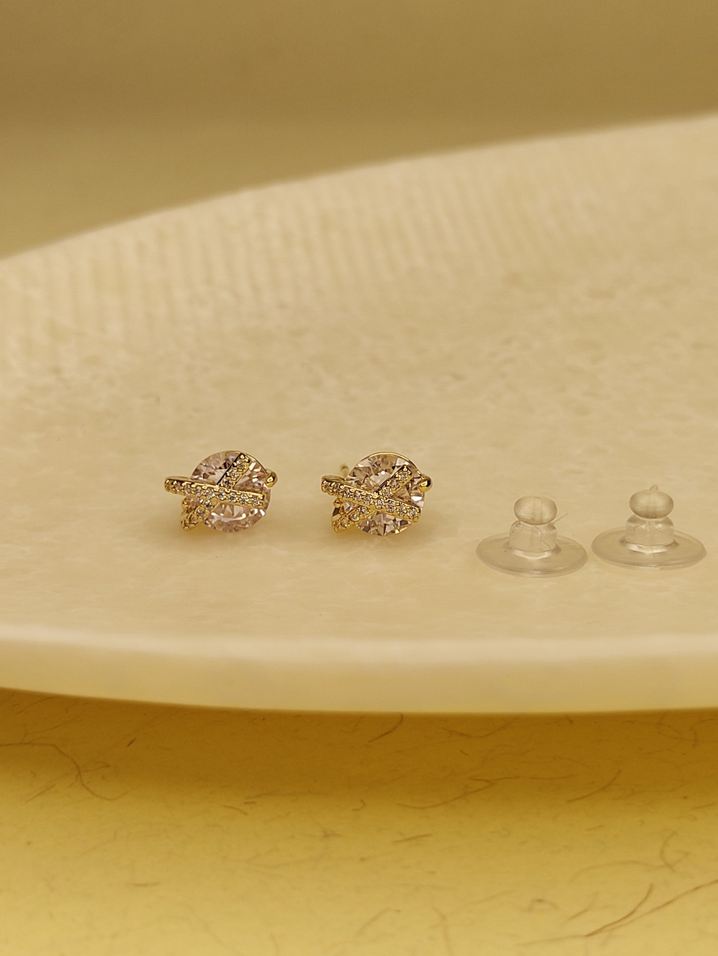 169 Gold American Diamond Studs