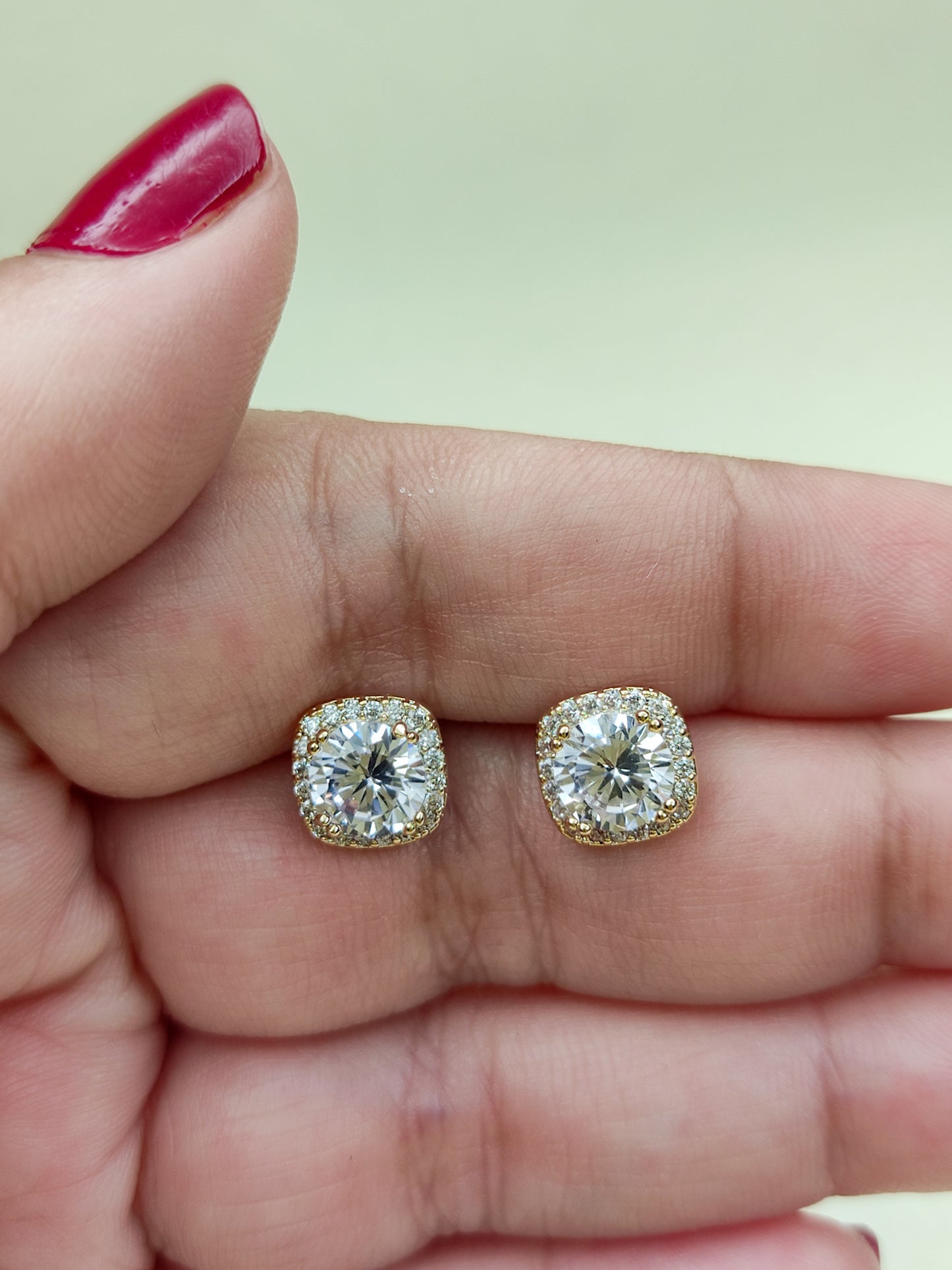 174 Gold American Diamond Square Studs