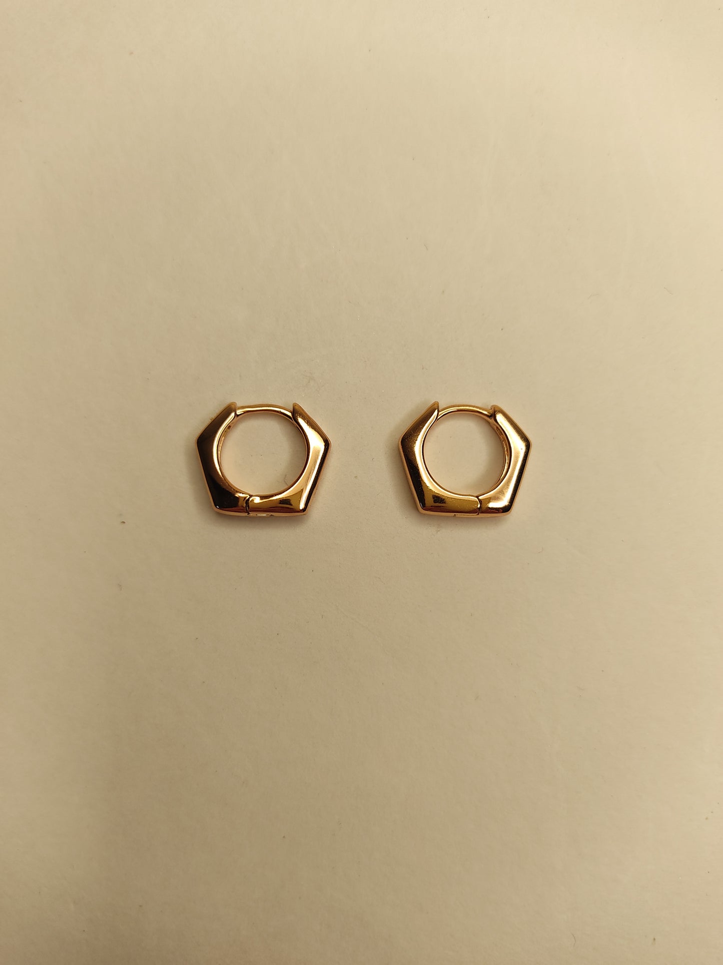 187 Rose Gold Hexagon Huggies
