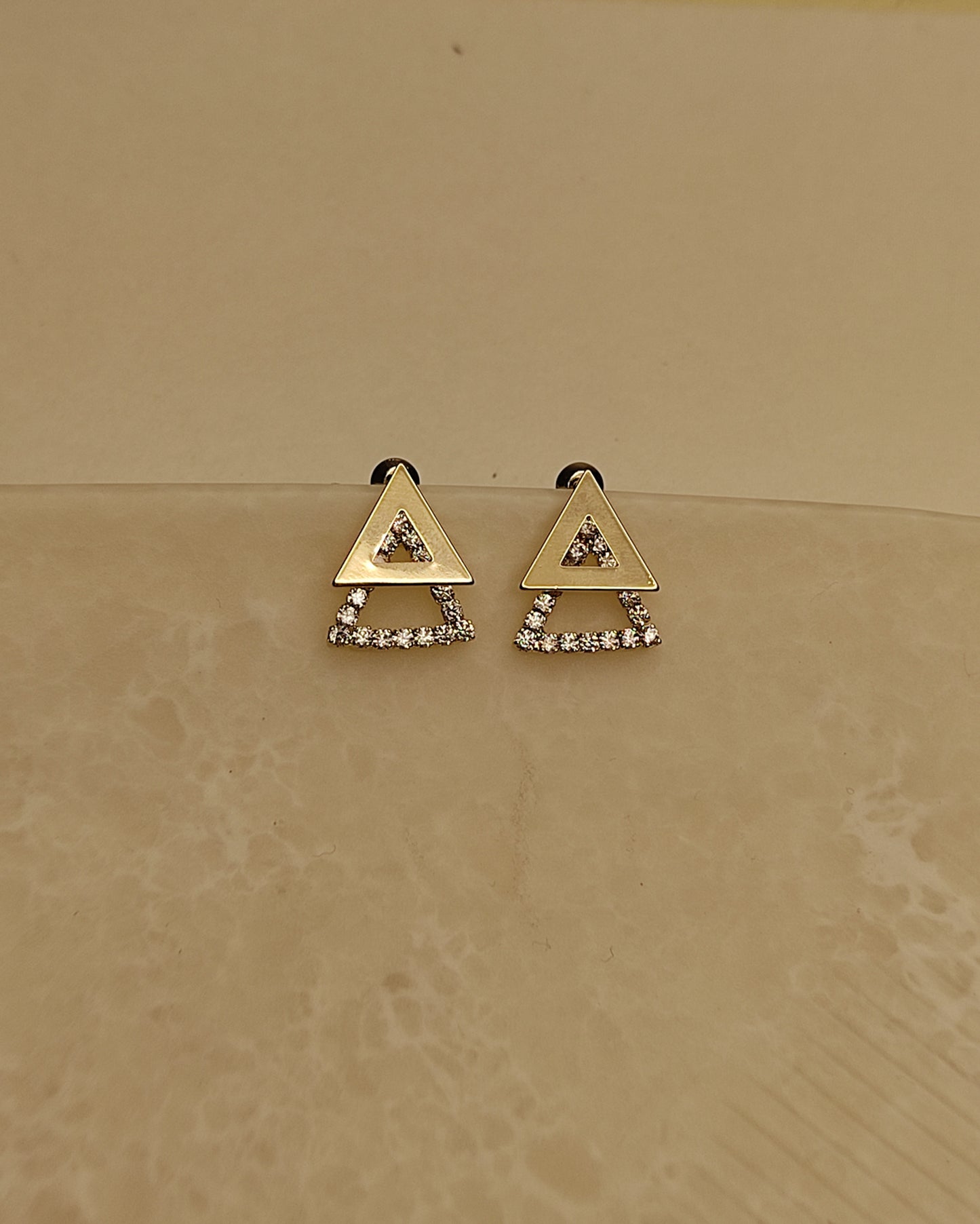 190 Gold Dual Triangle Earrings