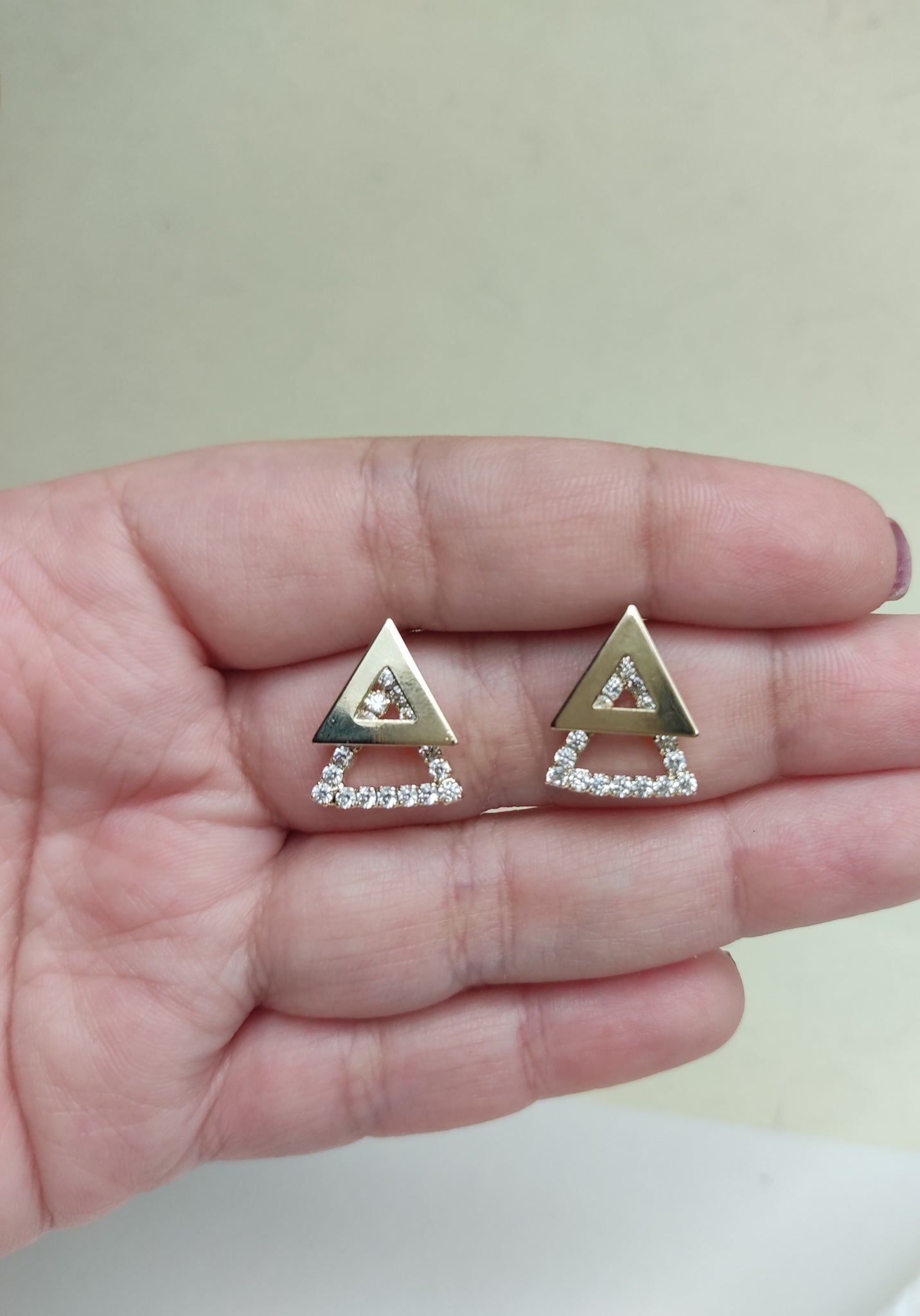 190 Gold Dual Triangle Earrings