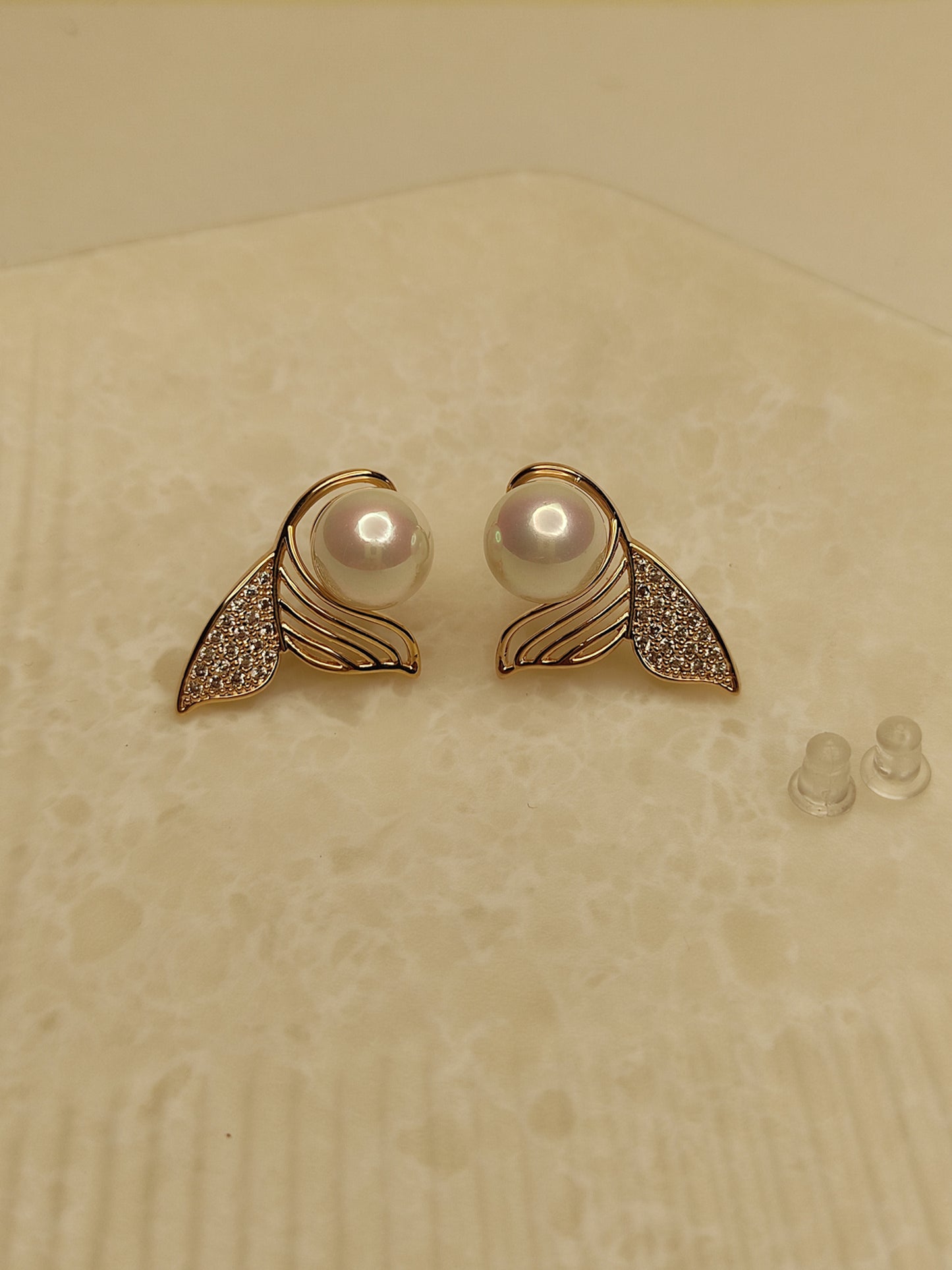 193 Gold Mermaid Fin Studs