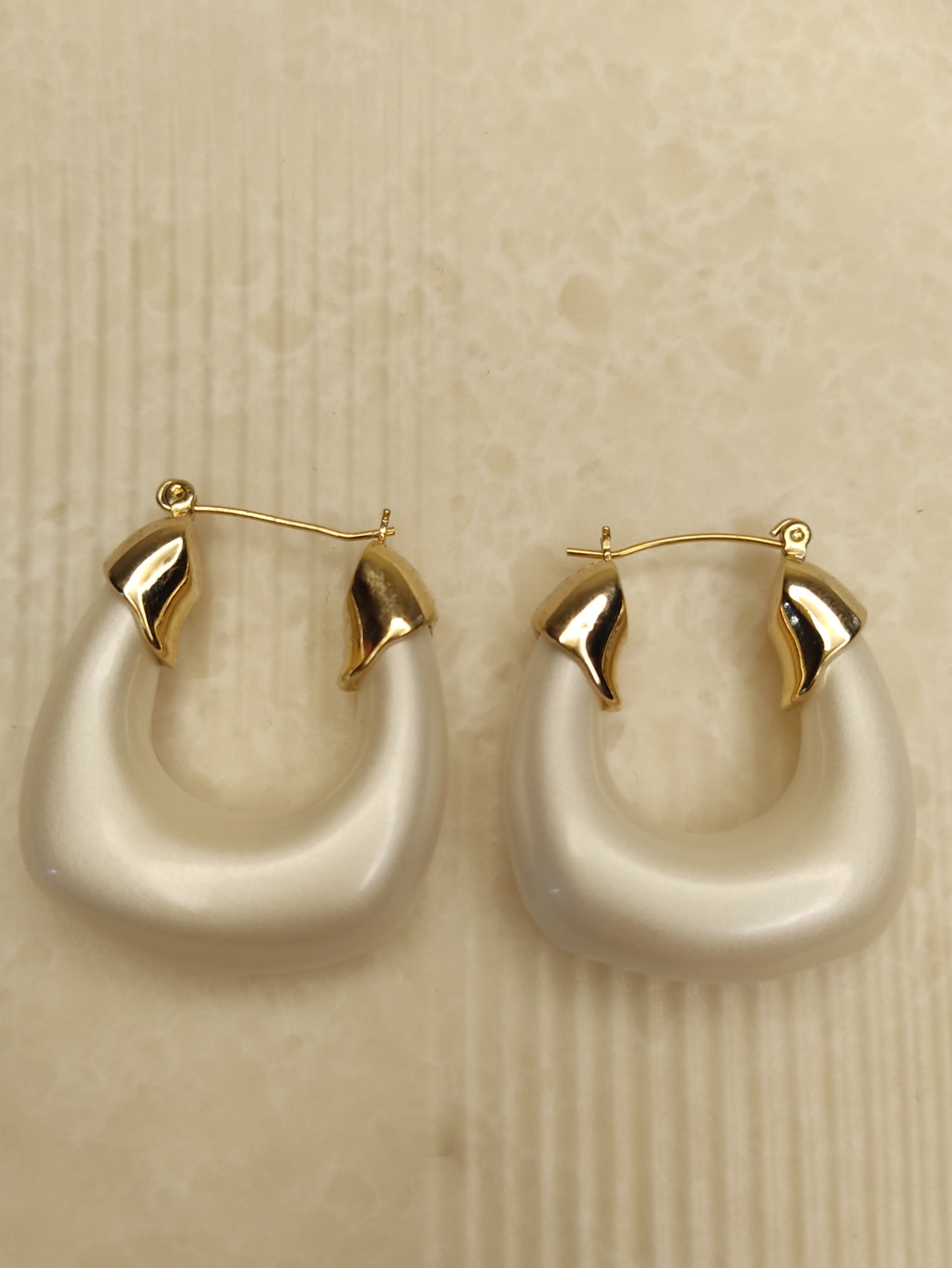 199 Gold Pearl Crescent Earrings