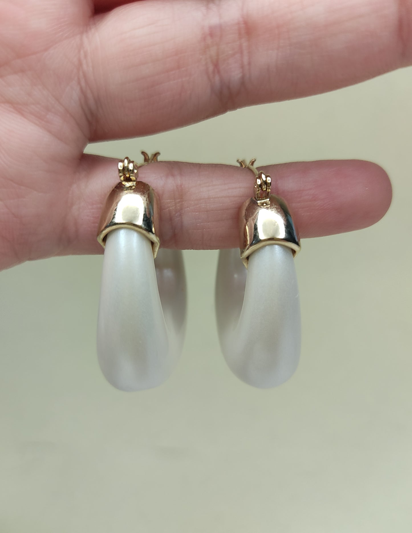 199 Gold Pearl Crescent Earrings