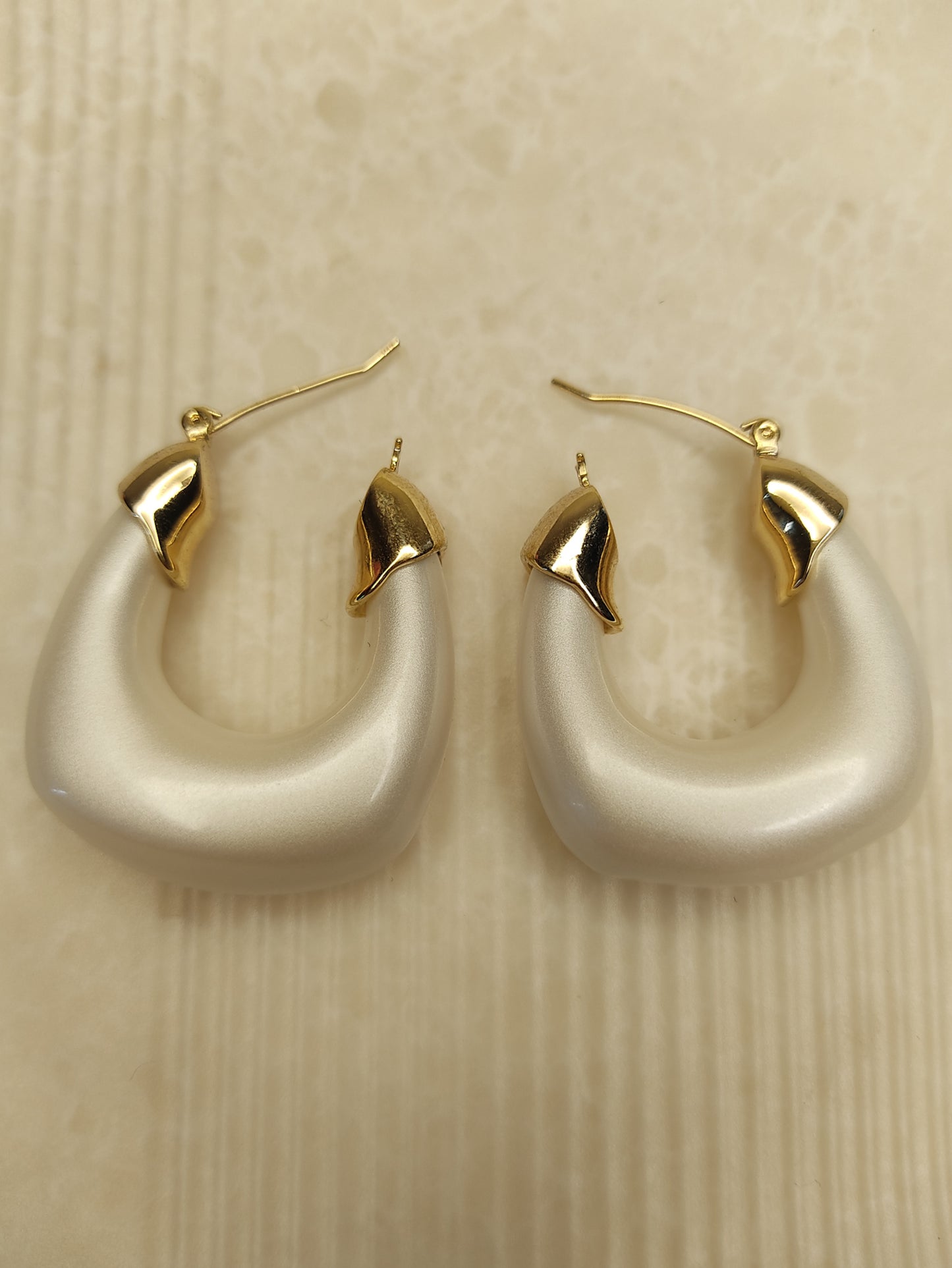 199 Gold Pearl Crescent Earrings
