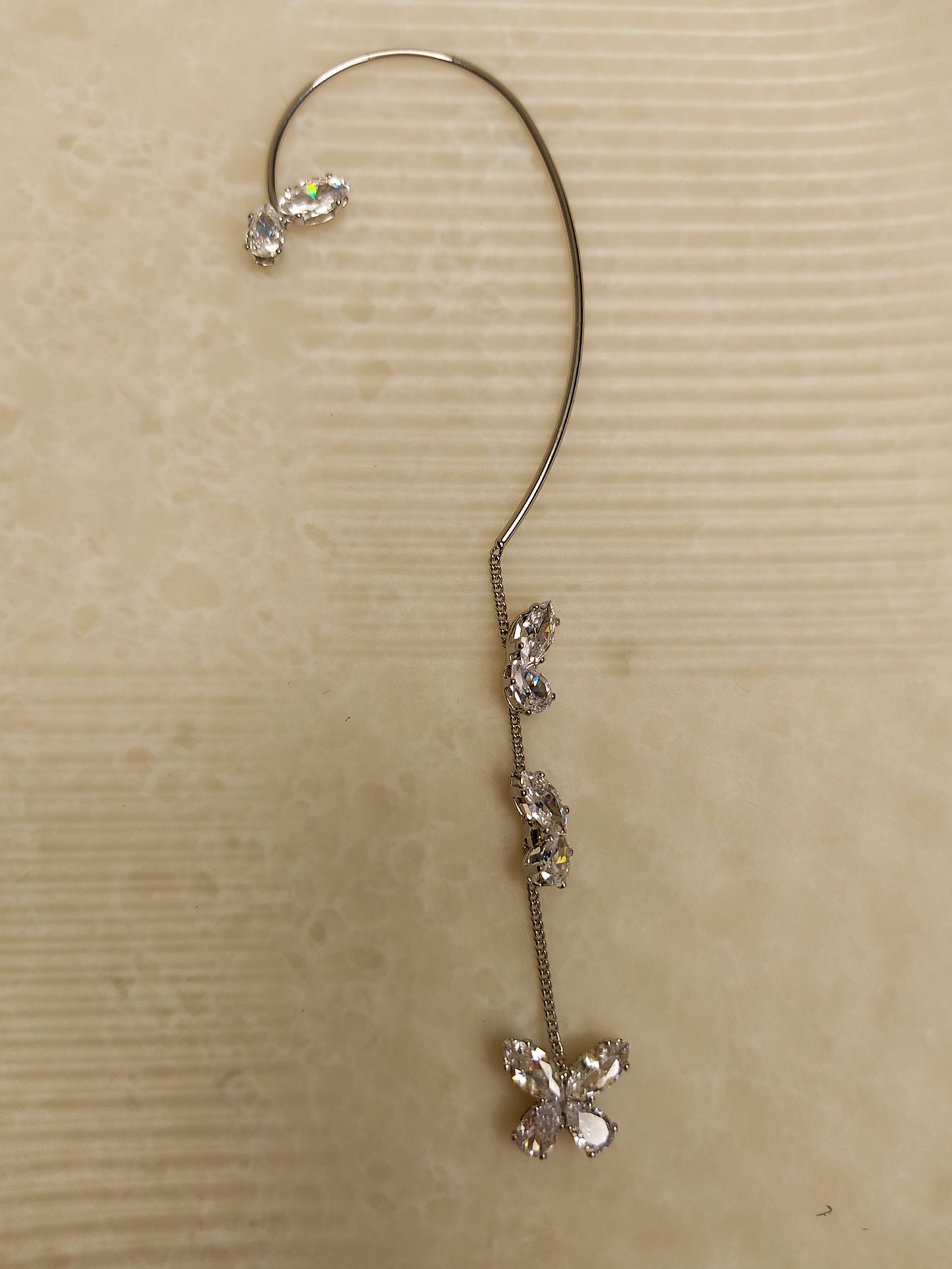 229 Silver Dangling Butterfly Ear Cuff