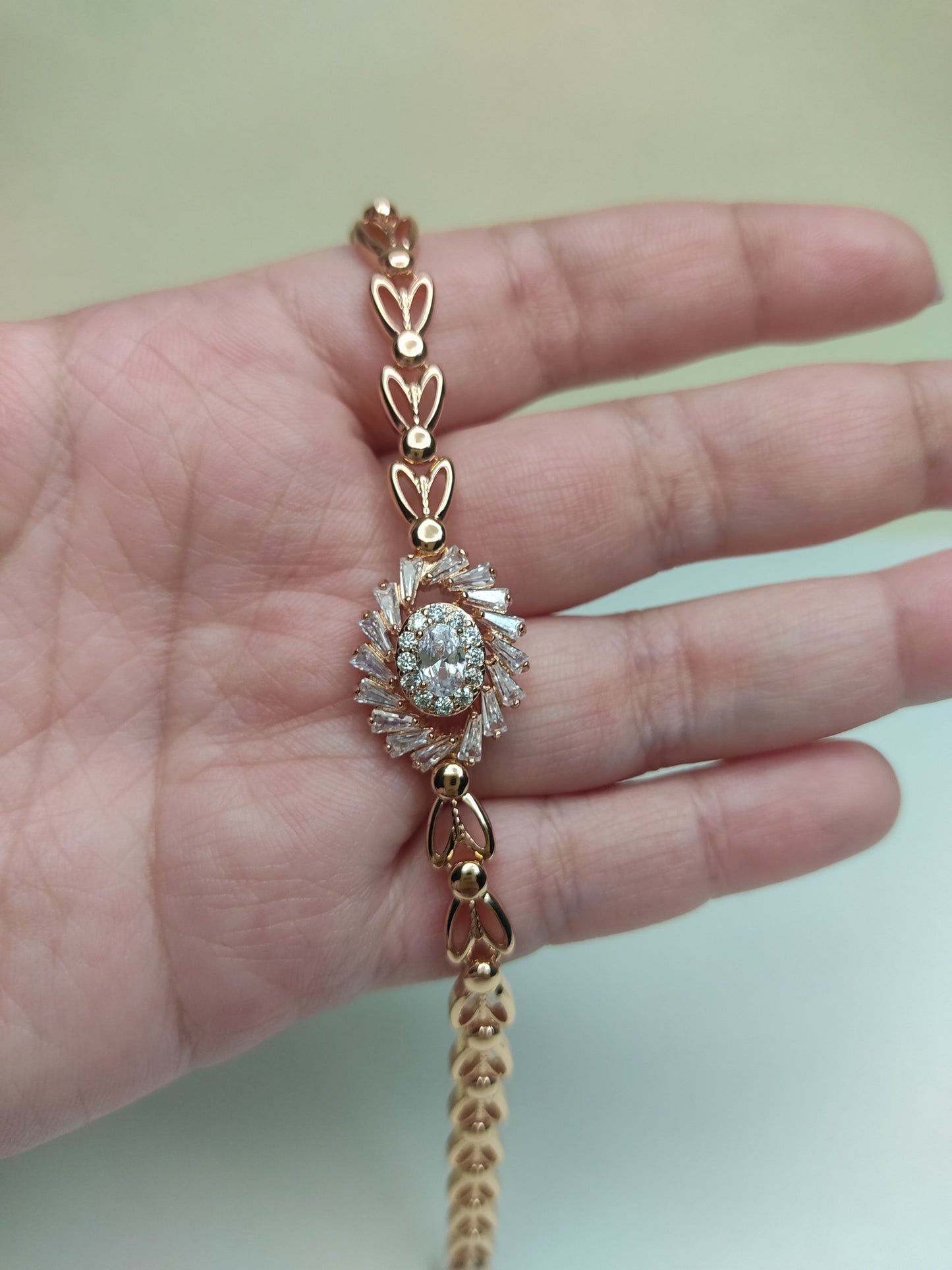 234 Rose Gold Abstract Flower Bracelet