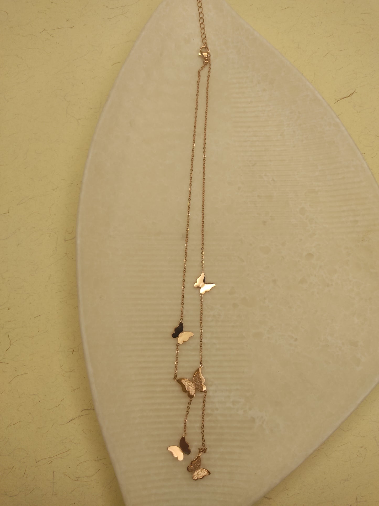 241 Rose Gold Butterfly Drop Necklace