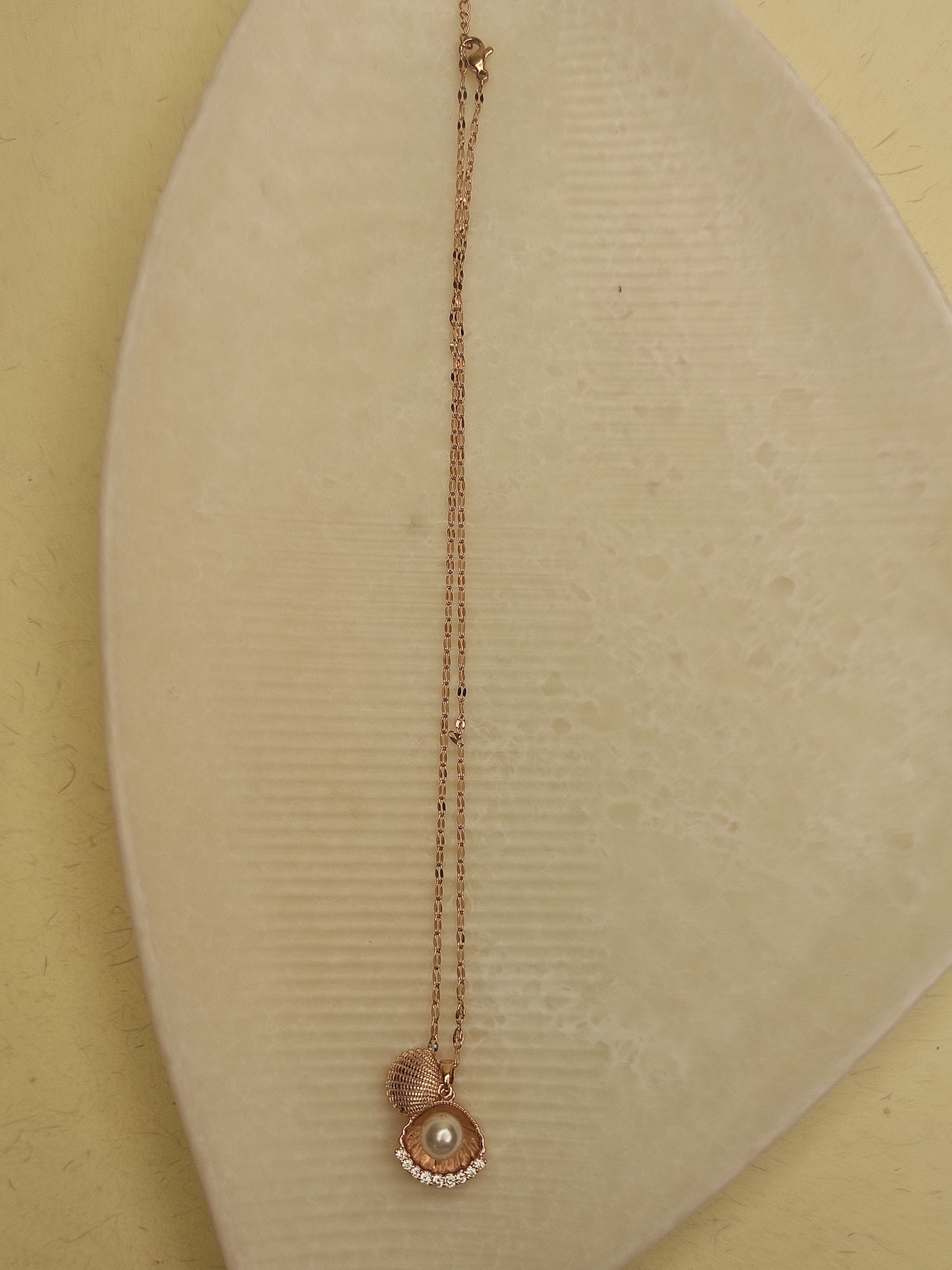 245 Rose Gold Seashell Necklace