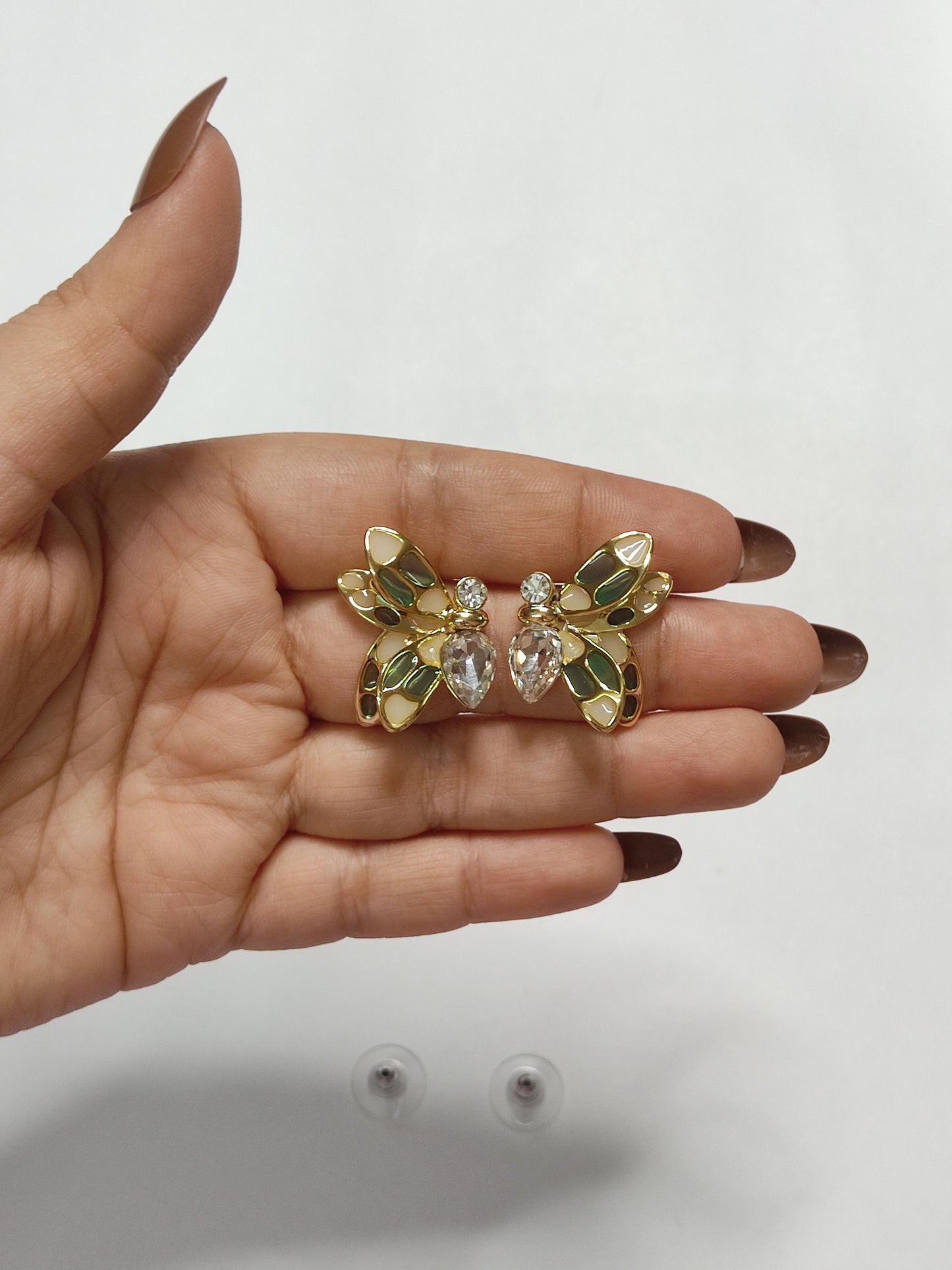 278 Green Butterfly Studs