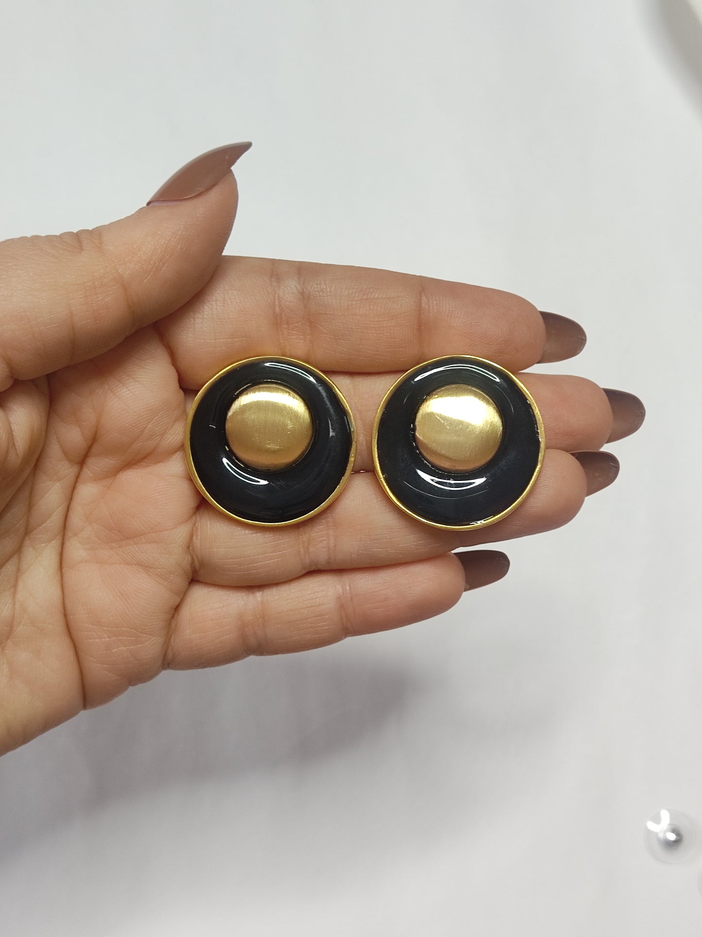 290 Black and Gold Button Studs