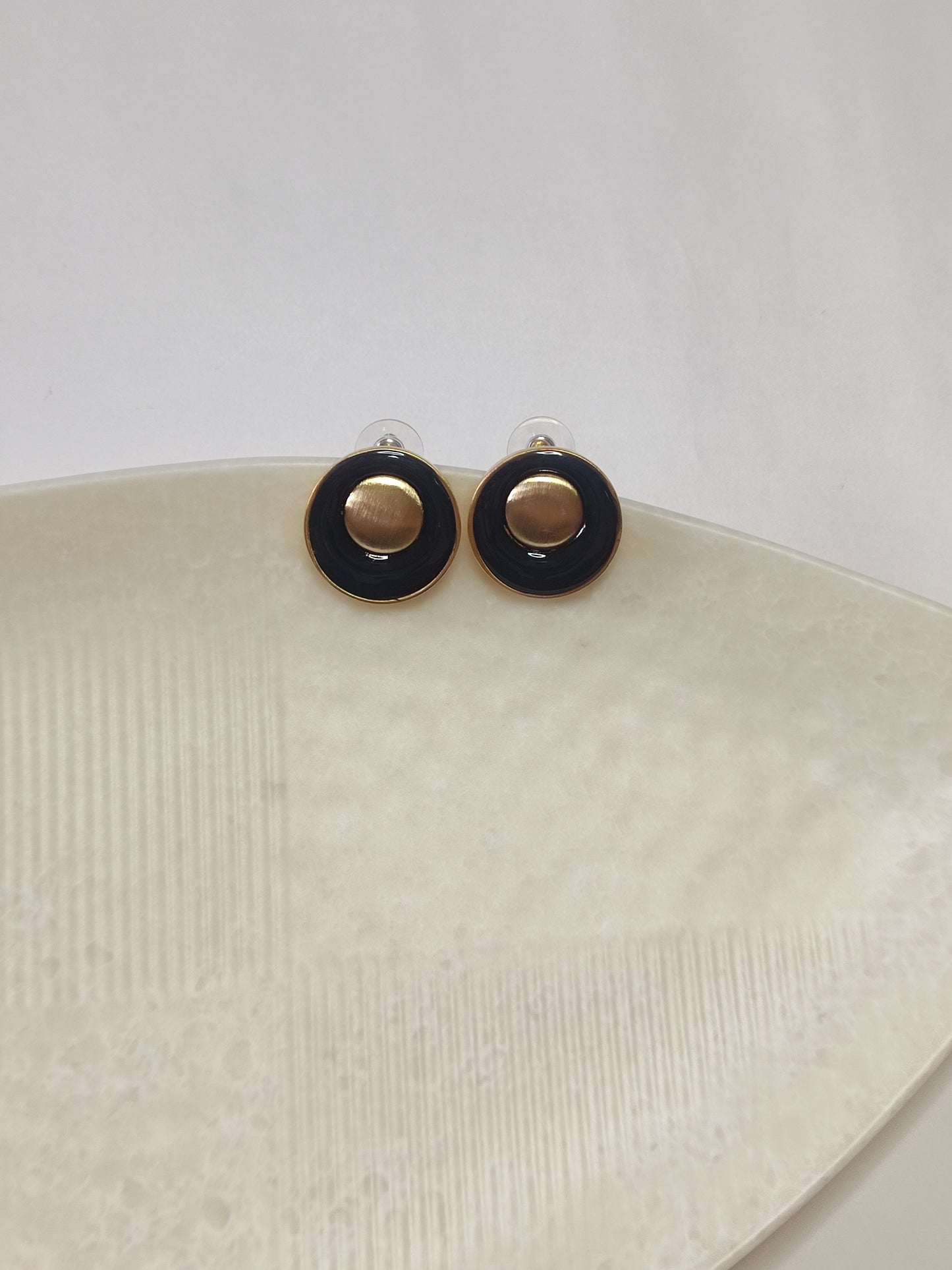 290 Black and Gold Button Studs