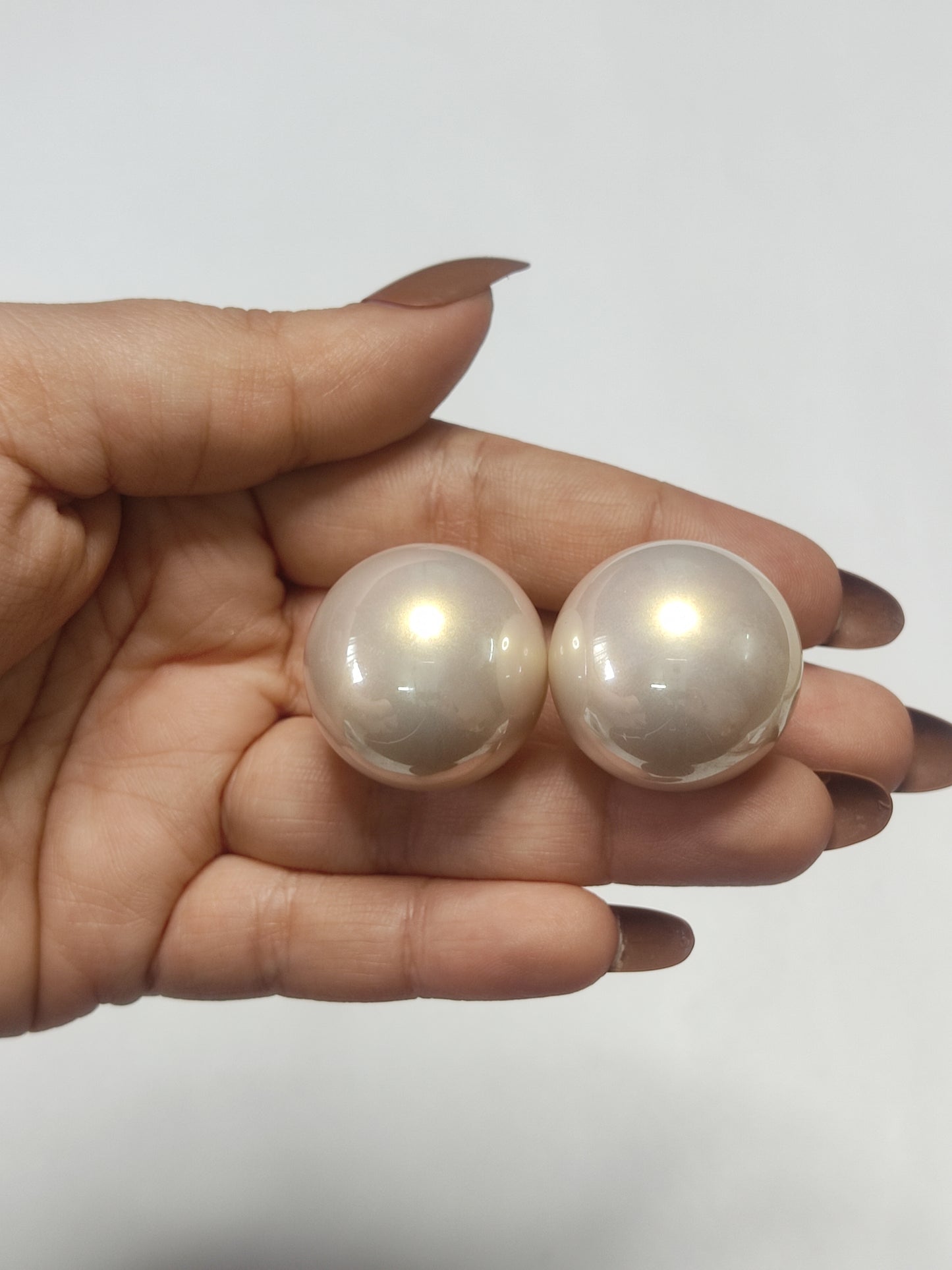 308 Big Silver Pearl Studs