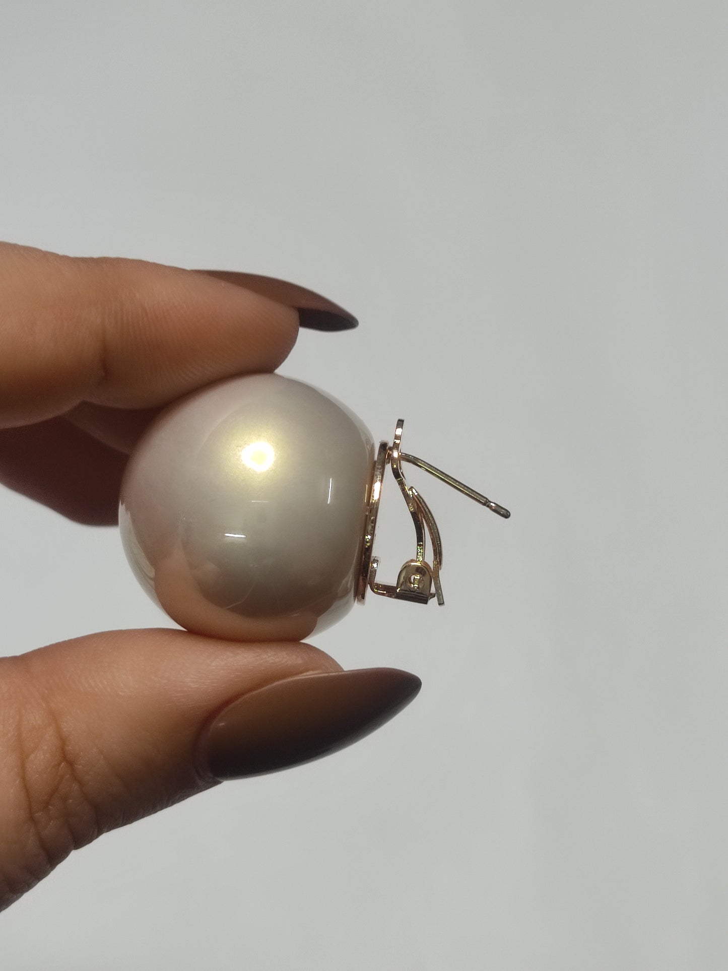 308 Big Silver Pearl Studs