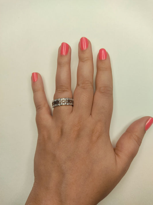 003 Silver Floral Band.