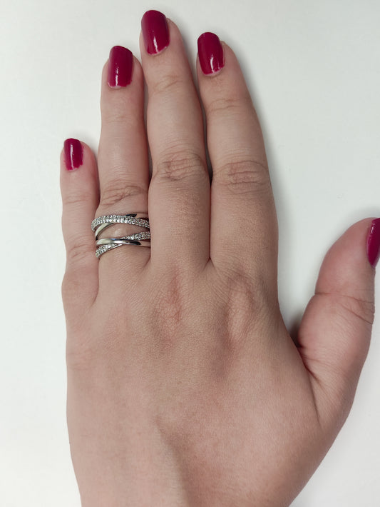009 Silver Criss-Cross Ring