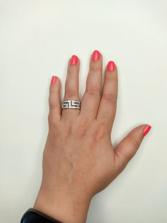 013 Silver Abstract Maze Ring