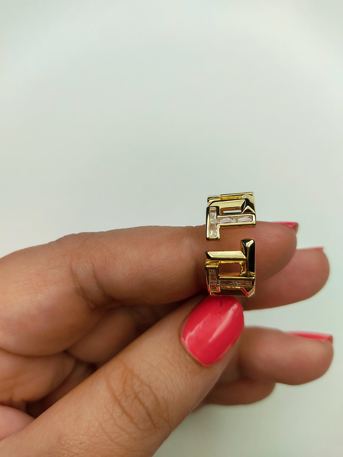 014 Gold Striped Band Ring