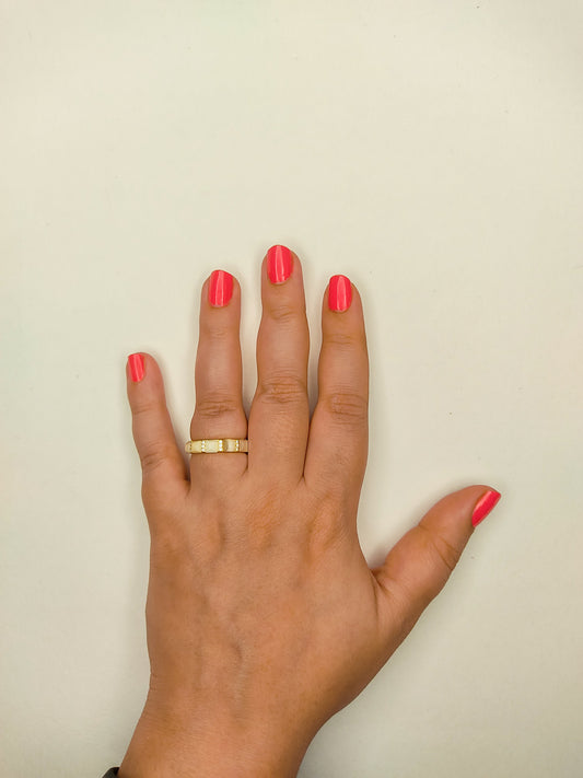 017 Gold Dainty White Stone Band