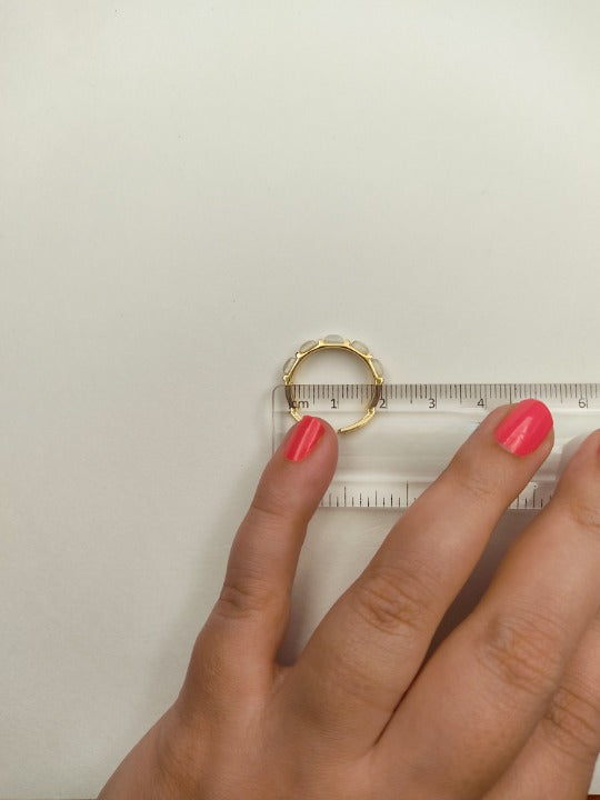 017 Gold Dainty White Stone Band
