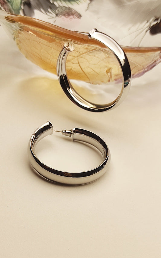 022 Silver Thick Spherical Hoops