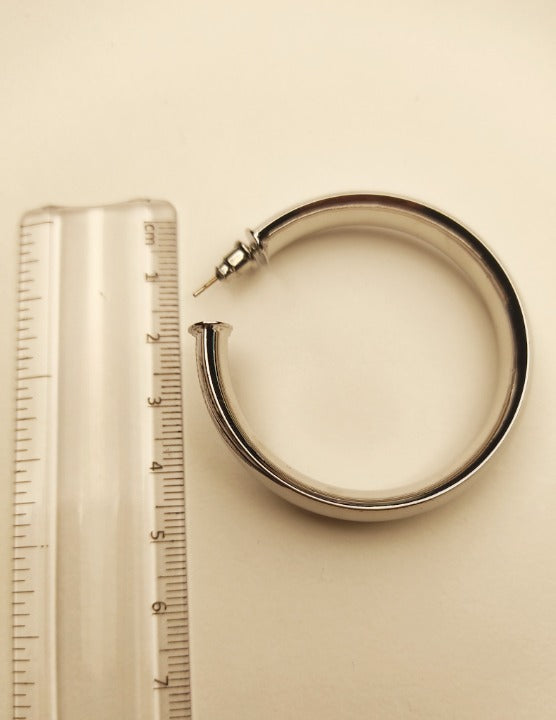 022 Silver Thick Spherical Hoops