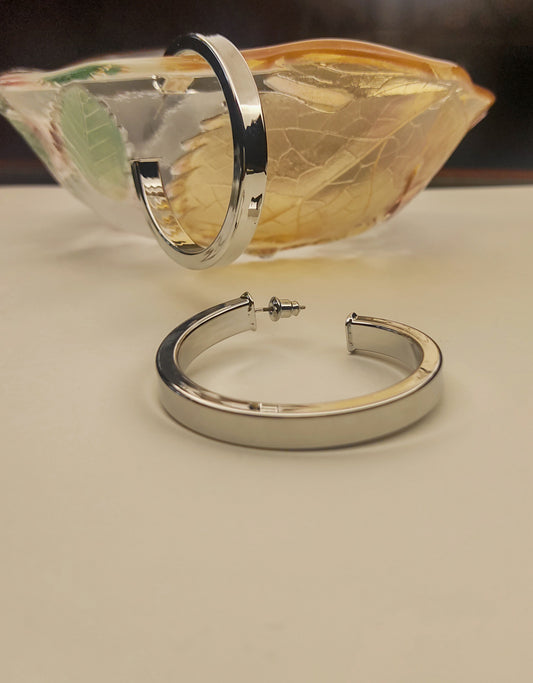 025 Medium Thick Silver Classic Hoops.