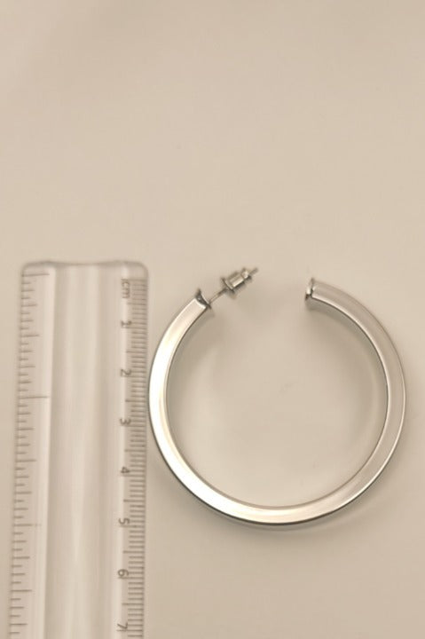 025 Medium Thick Silver Classic Hoops.