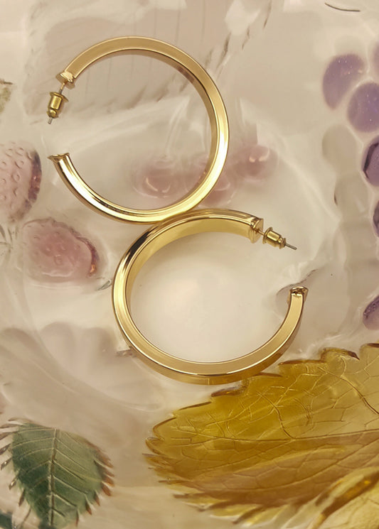 027 Medium Thick Gold Classic Hoops
