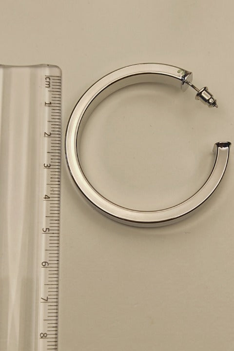 028 Medium Silver Thick Classic Hoops