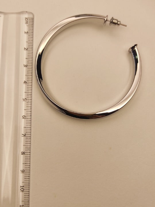 029 Large Silver Twist Hoops