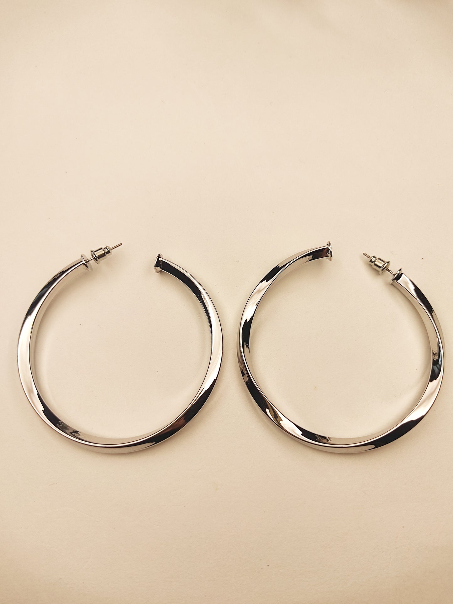 029 Large Silver Twist Hoops