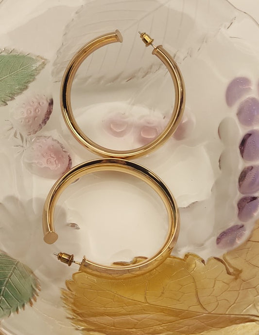037 Large Gold Thick Spherical Hoops