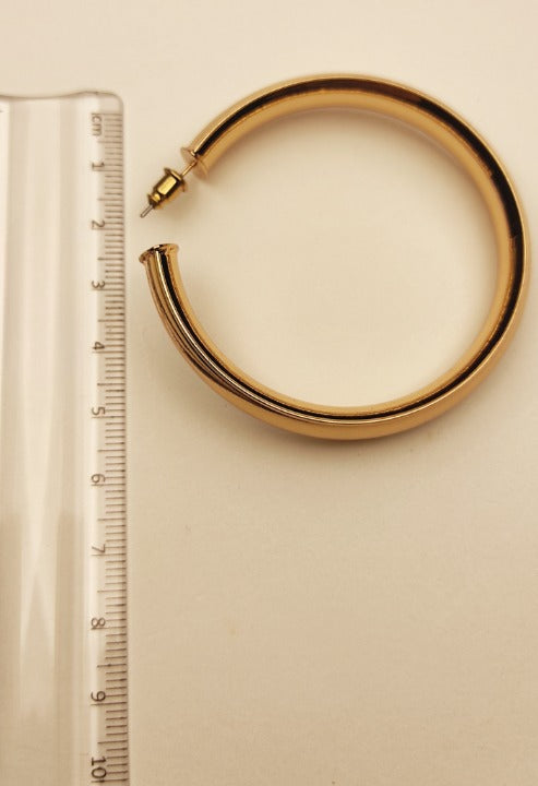 037 Large Gold Thick Spherical Hoops