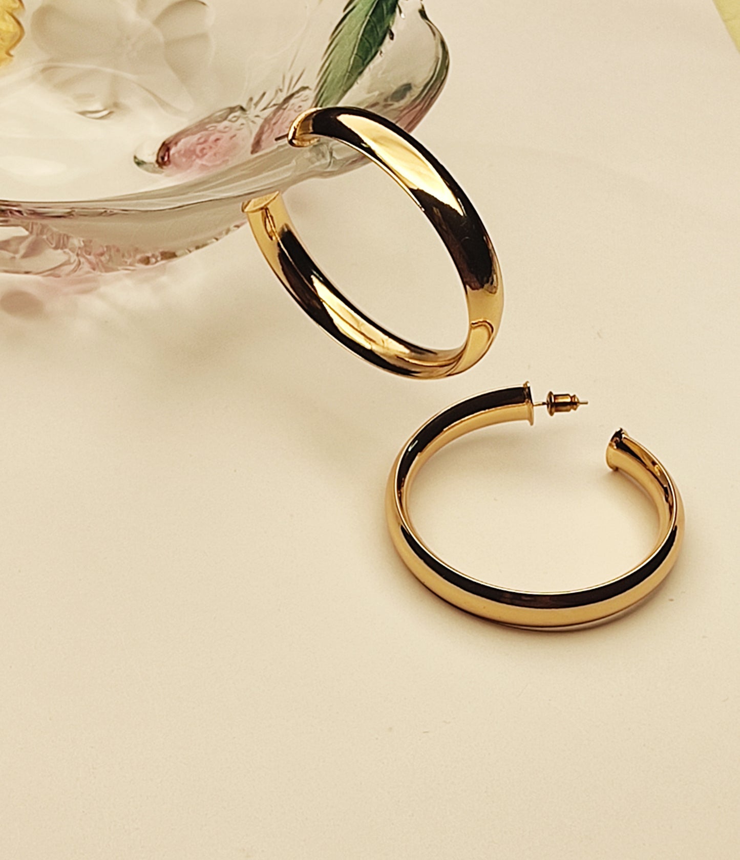 037 Large Gold Thick Spherical Hoops