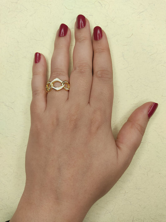 062 Gold White Chain Link Band