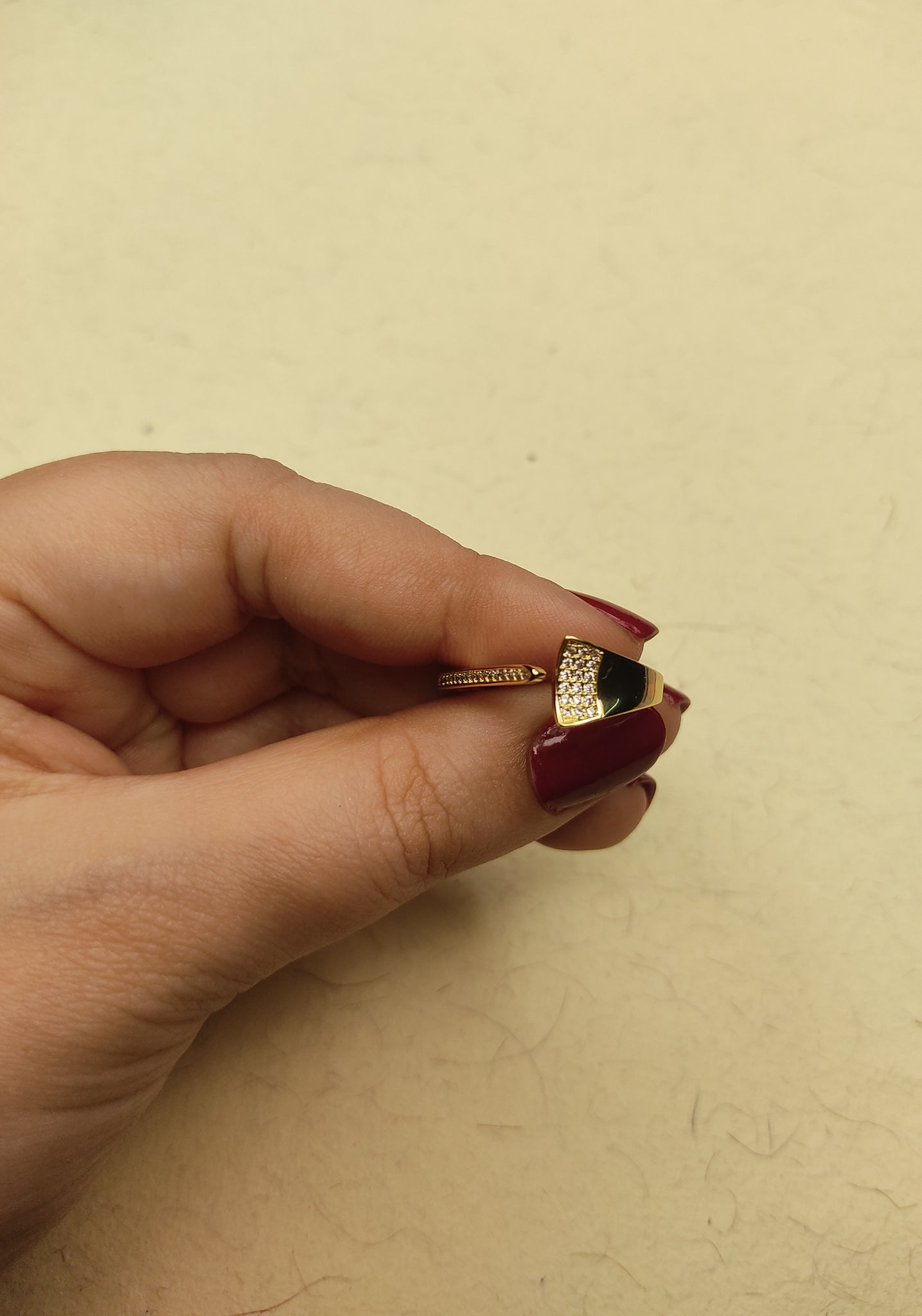 064 Gold Square Asymmetrical Ring