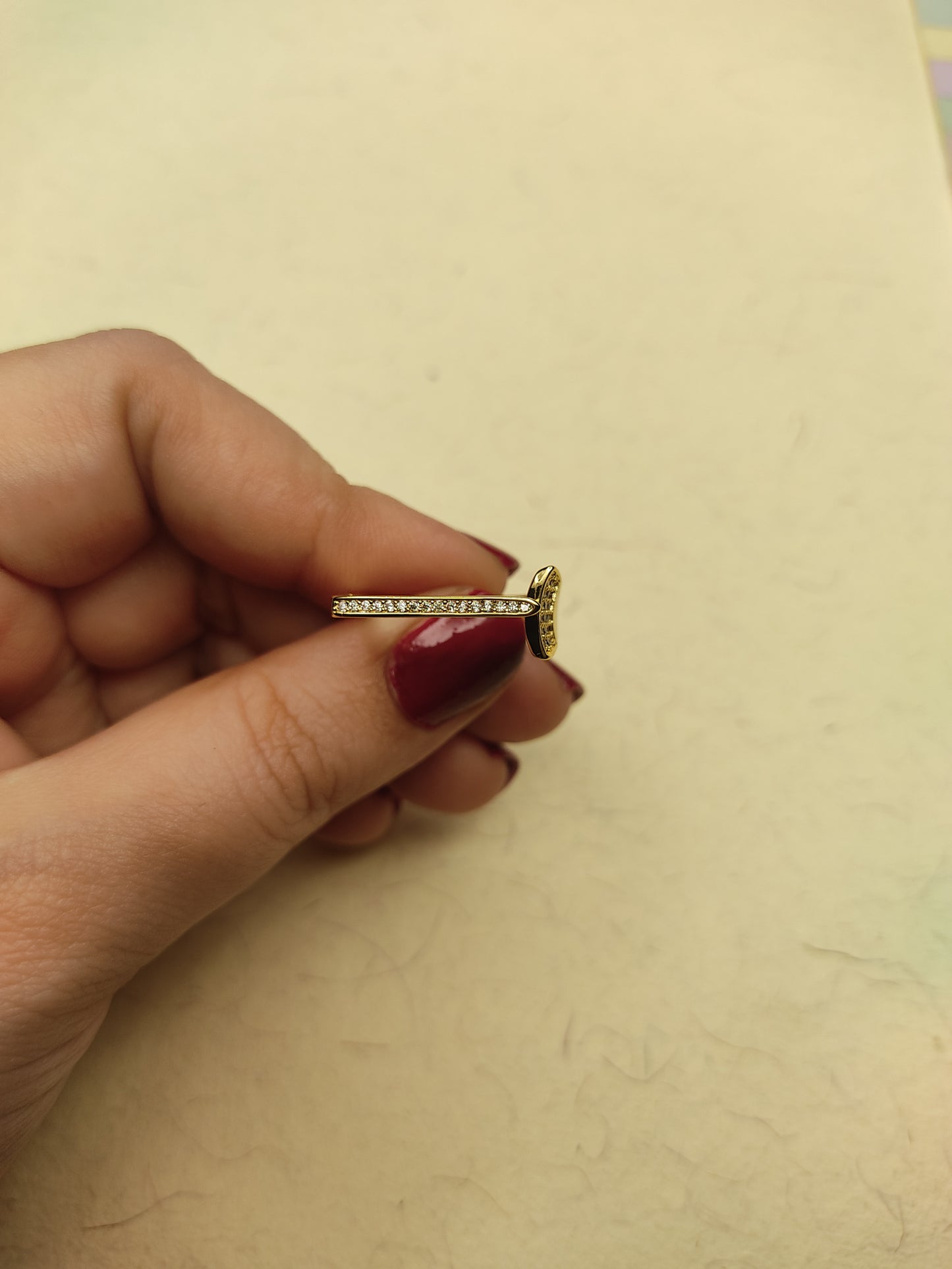 064 Gold Square Asymmetrical Ring