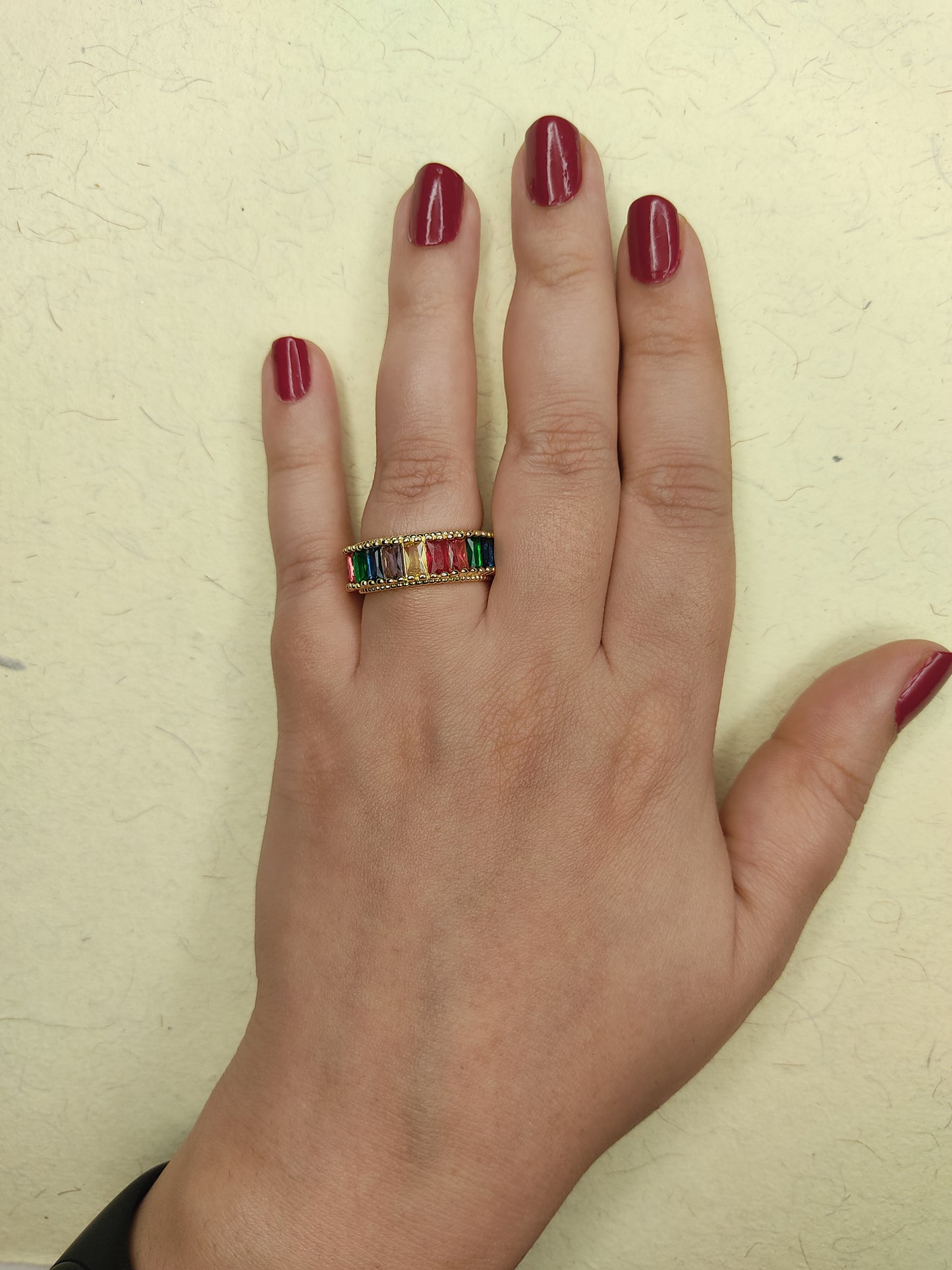 066 Gold - Colourful Baguette Band
