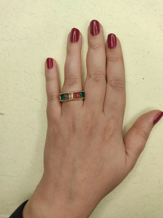 066 Gold - Colourful Baguette Band
